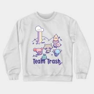 Kawaii Raccoon, Rat and Opossum, Team Trash Pastel Rainbow Crewneck Sweatshirt